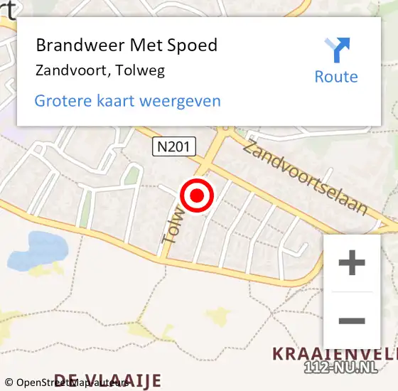 Locatie op kaart van de 112 melding: Brandweer Met Spoed Naar Zandvoort, Tolweg op 1 januari 2023 00:06