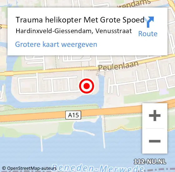 Locatie op kaart van de 112 melding: Trauma helikopter Met Grote Spoed Naar Hardinxveld-Giessendam, Venusstraat op 1 januari 2023 00:12