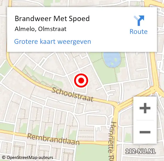 Locatie op kaart van de 112 melding: Brandweer Met Spoed Naar Almelo, Olmstraat op 1 januari 2023 00:13