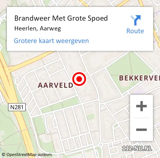 Locatie op kaart van de 112 melding: Brandweer Met Grote Spoed Naar Heerlen, Aarweg op 1 januari 2023 00:16