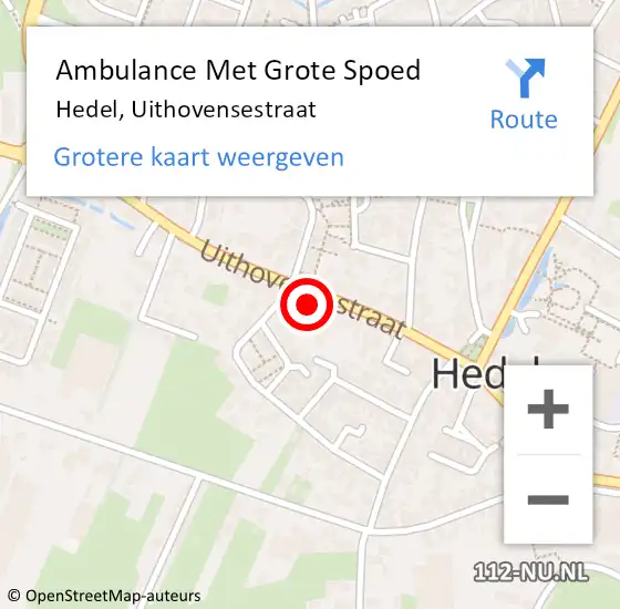 Locatie op kaart van de 112 melding: Ambulance Met Grote Spoed Naar Hedel, Uithovensestraat op 1 januari 2023 00:17