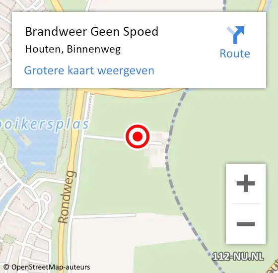 Locatie op kaart van de 112 melding: Brandweer Geen Spoed Naar Houten, Binnenweg op 1 januari 2023 00:18