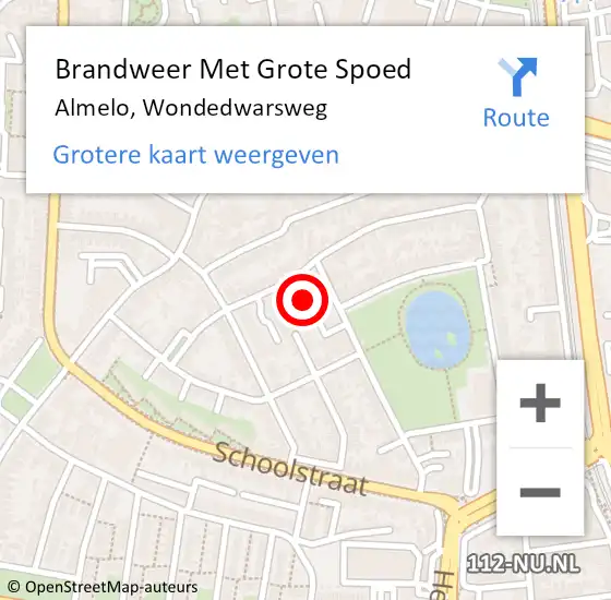 Locatie op kaart van de 112 melding: Brandweer Met Grote Spoed Naar Almelo, Wondedwarsweg op 1 januari 2023 00:18