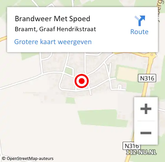 Locatie op kaart van de 112 melding: Brandweer Met Spoed Naar Braamt, Graaf Hendrikstraat op 1 januari 2023 00:18