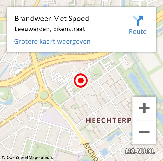 Locatie op kaart van de 112 melding: Brandweer Met Spoed Naar Leeuwarden, Eikenstraat op 1 januari 2023 00:20