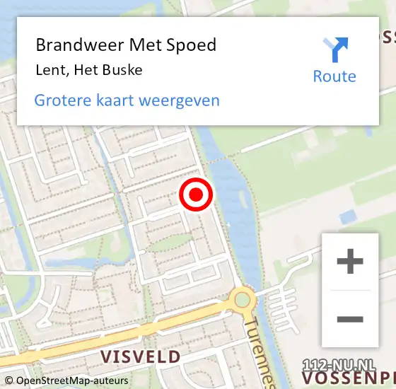 Locatie op kaart van de 112 melding: Brandweer Met Spoed Naar Lent, Het Buske op 1 januari 2023 00:23