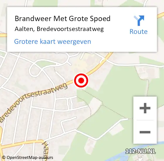 Locatie op kaart van de 112 melding: Brandweer Met Grote Spoed Naar Aalten, Bredevoortsestraatweg op 1 januari 2023 00:24