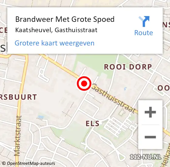 Locatie op kaart van de 112 melding: Brandweer Met Grote Spoed Naar Kaatsheuvel, Gasthuisstraat op 1 januari 2023 00:25