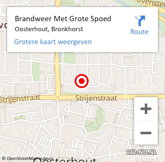 Locatie op kaart van de 112 melding: Brandweer Met Grote Spoed Naar Oosterhout, Bronkhorst op 1 januari 2023 00:27