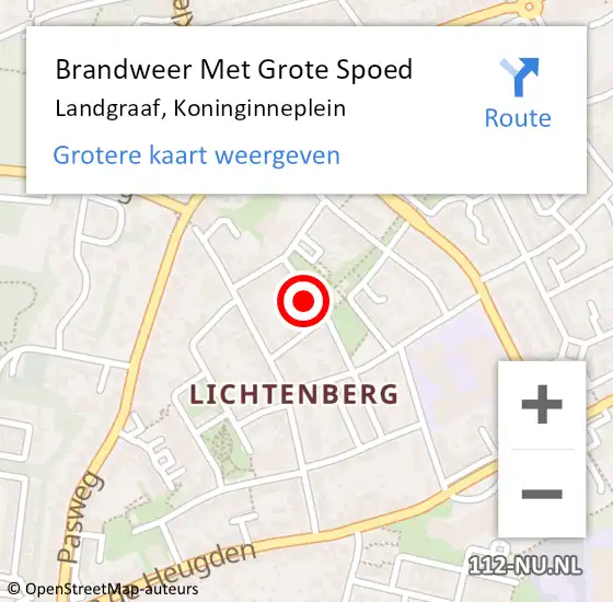 Locatie op kaart van de 112 melding: Brandweer Met Grote Spoed Naar Landgraaf, Koninginneplein op 1 januari 2023 00:27