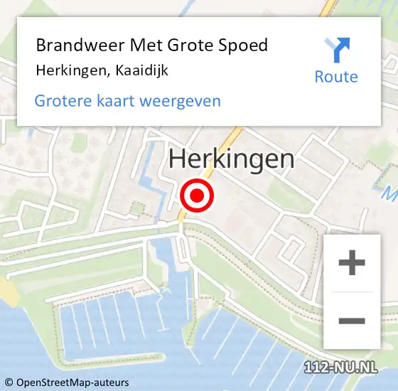 Locatie op kaart van de 112 melding: Brandweer Met Grote Spoed Naar Herkingen, Kaaidijk op 1 januari 2023 00:27