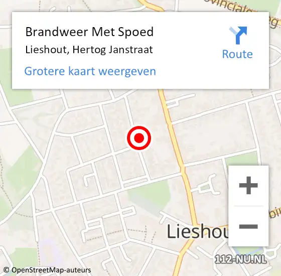 Locatie op kaart van de 112 melding: Brandweer Met Spoed Naar Lieshout, Hertog Janstraat op 1 januari 2023 00:27