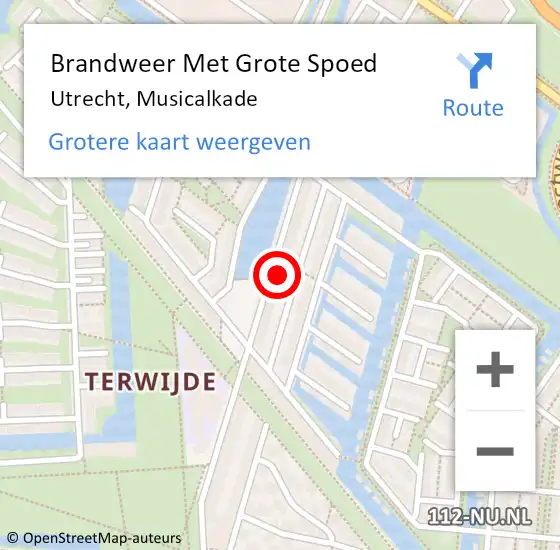 Locatie op kaart van de 112 melding: Brandweer Met Grote Spoed Naar Utrecht, Musicalkade op 1 januari 2023 00:30