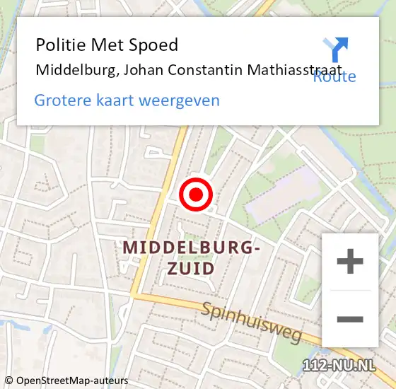 Locatie op kaart van de 112 melding: Politie Met Spoed Naar Middelburg, Johan Constantin Mathiasstraat op 1 januari 2023 00:30