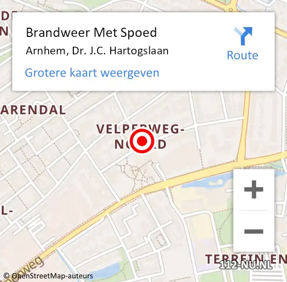 Locatie op kaart van de 112 melding: Brandweer Met Spoed Naar Arnhem, Dr. J.C. Hartogslaan op 1 januari 2023 00:31