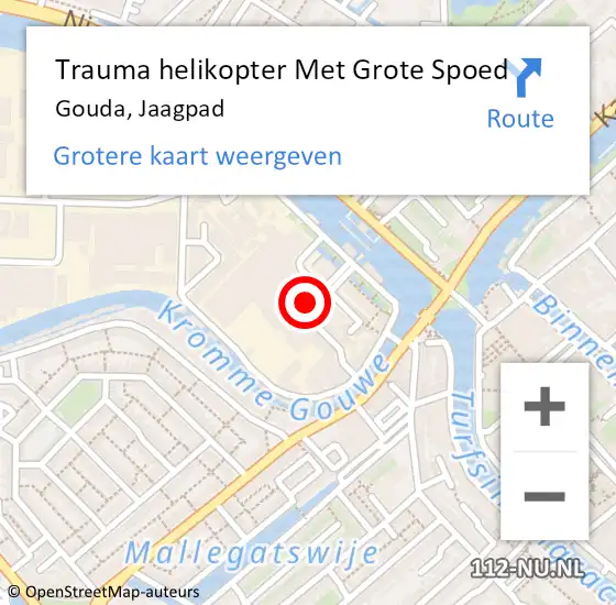 Locatie op kaart van de 112 melding: Trauma helikopter Met Grote Spoed Naar Gouda, Jaagpad op 1 januari 2023 00:31