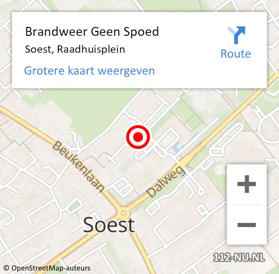 Locatie op kaart van de 112 melding: Brandweer Geen Spoed Naar Soest, Raadhuisplein op 1 januari 2023 00:35