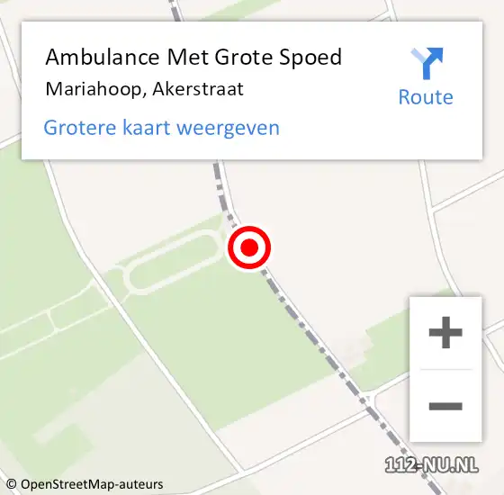 Locatie op kaart van de 112 melding: Ambulance Met Grote Spoed Naar Mariahoop, Akerstraat op 10 augustus 2014 16:09