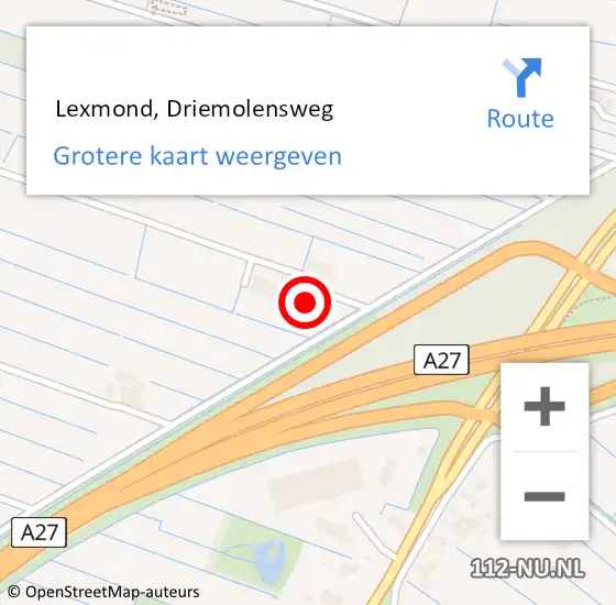 Locatie op kaart van de 112 melding:  Lexmond, Driemolensweg op 1 januari 2023 00:39