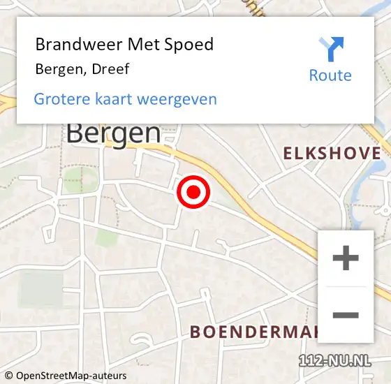 Locatie op kaart van de 112 melding: Brandweer Met Spoed Naar Bergen, Dreef op 1 januari 2023 00:39