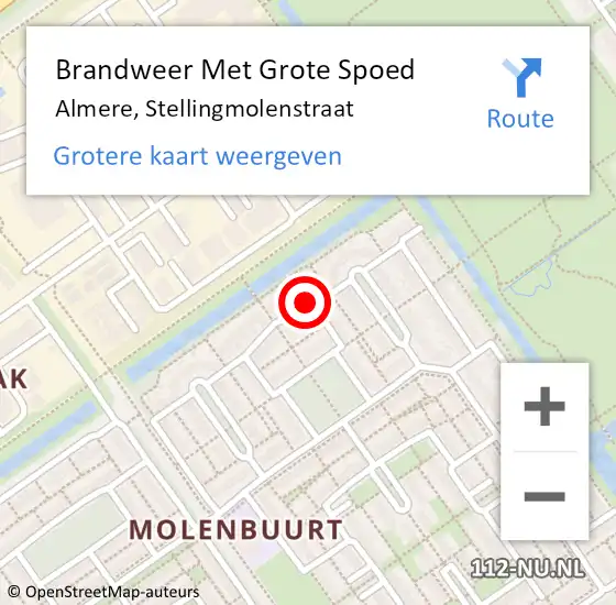 Locatie op kaart van de 112 melding: Brandweer Met Grote Spoed Naar Almere, Stellingmolenstraat op 1 januari 2023 00:39