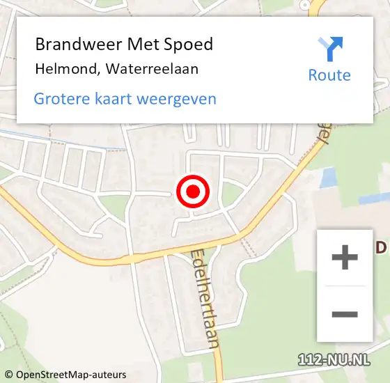 Locatie op kaart van de 112 melding: Brandweer Met Spoed Naar Helmond, Waterreelaan op 1 januari 2023 00:40