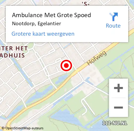 Locatie op kaart van de 112 melding: Ambulance Met Grote Spoed Naar Nootdorp, Egelantier op 10 augustus 2014 16:10