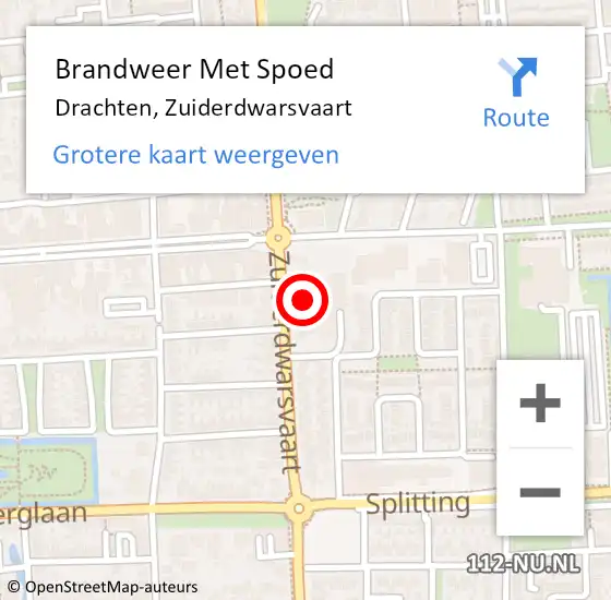 Locatie op kaart van de 112 melding: Brandweer Met Spoed Naar Drachten, Zuiderdwarsvaart op 1 januari 2023 00:41