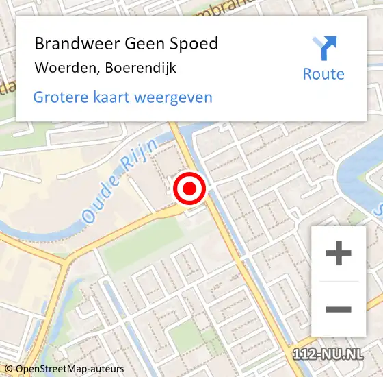 Locatie op kaart van de 112 melding: Brandweer Geen Spoed Naar Woerden, Boerendijk op 1 januari 2023 00:41