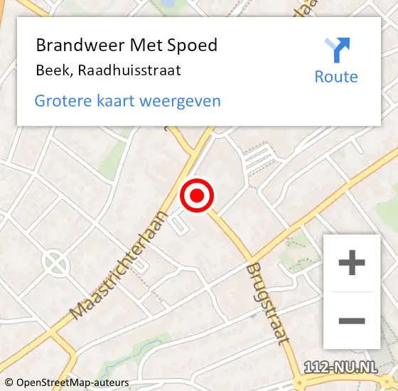 Locatie op kaart van de 112 melding: Brandweer Met Spoed Naar Beek, Raadhuisstraat op 1 januari 2023 00:42