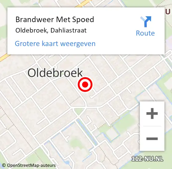 Locatie op kaart van de 112 melding: Brandweer Met Spoed Naar Oldebroek, Dahliastraat op 1 januari 2023 00:43