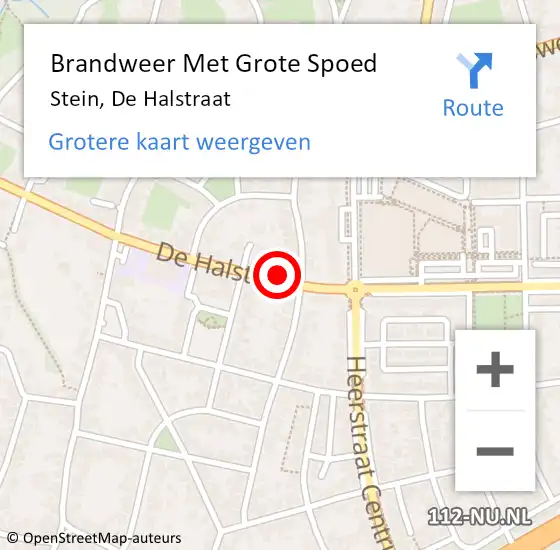 Locatie op kaart van de 112 melding: Brandweer Met Grote Spoed Naar Stein, De Halstraat op 1 januari 2023 00:43