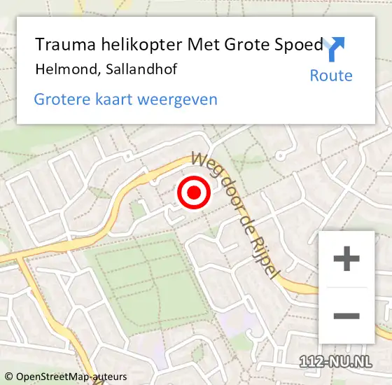 Locatie op kaart van de 112 melding: Trauma helikopter Met Grote Spoed Naar Helmond, Sallandhof op 1 januari 2023 00:46