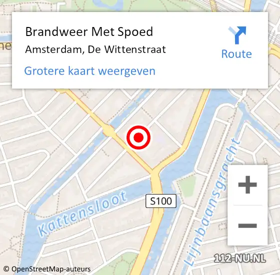 Locatie op kaart van de 112 melding: Brandweer Met Spoed Naar Amsterdam, De Wittenstraat op 1 januari 2023 00:48