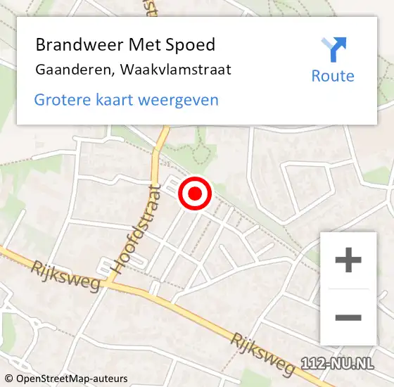 Locatie op kaart van de 112 melding: Brandweer Met Spoed Naar Gaanderen, Waakvlamstraat op 1 januari 2023 00:49