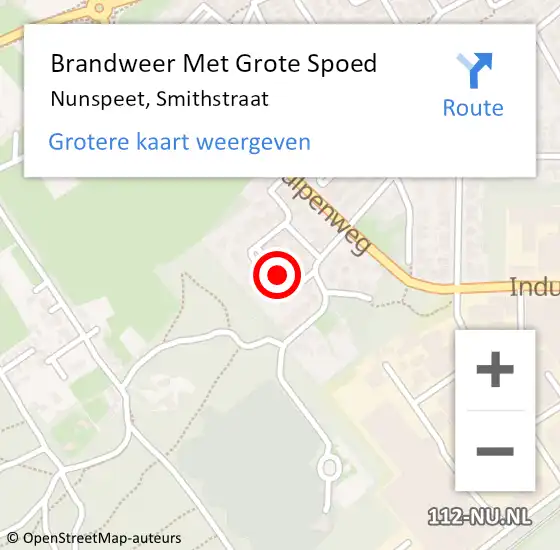 Locatie op kaart van de 112 melding: Brandweer Met Grote Spoed Naar Nunspeet, Smithstraat op 1 januari 2023 00:50