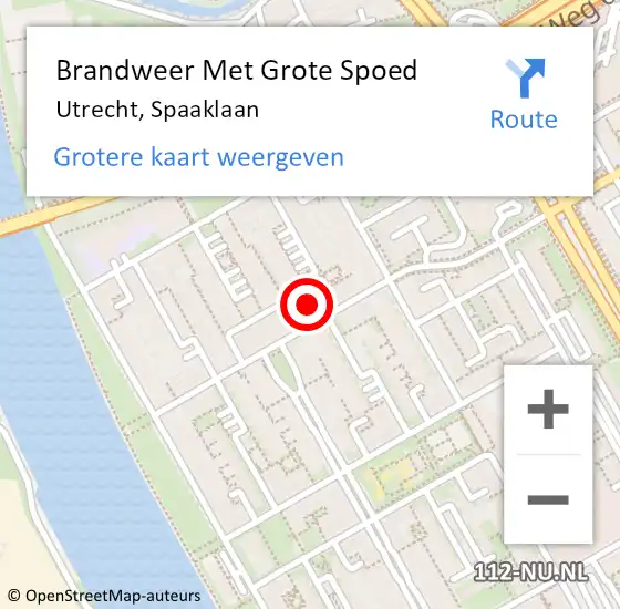 Locatie op kaart van de 112 melding: Brandweer Met Grote Spoed Naar Utrecht, Spaaklaan op 1 januari 2023 00:50