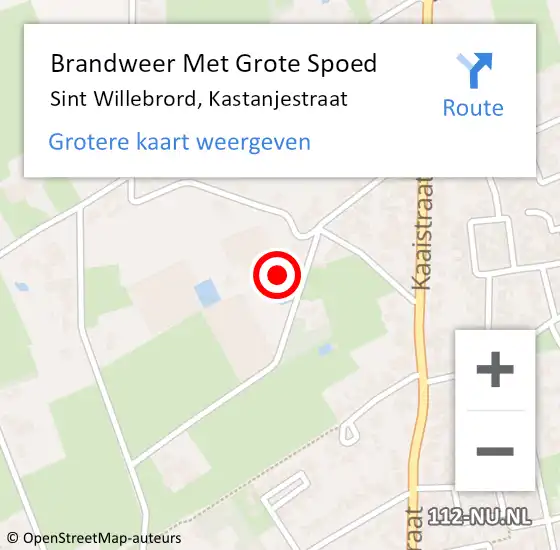 Locatie op kaart van de 112 melding: Brandweer Met Grote Spoed Naar Sint Willebrord, Kastanjestraat op 1 januari 2023 00:50