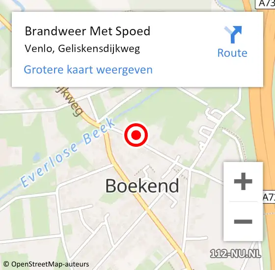 Locatie op kaart van de 112 melding: Brandweer Met Spoed Naar Venlo, Geliskensdijkweg op 1 januari 2023 00:52