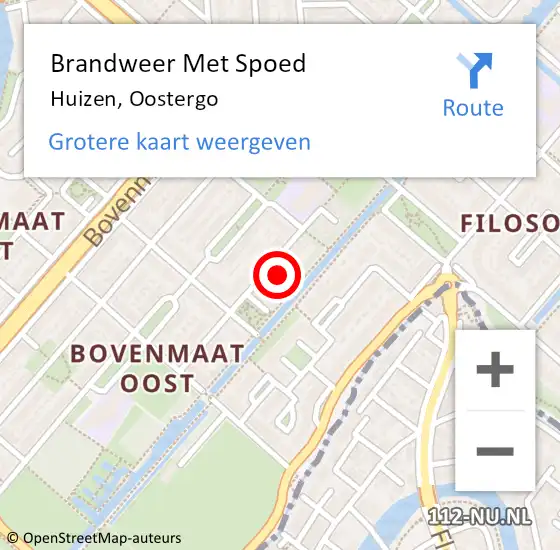 Locatie op kaart van de 112 melding: Brandweer Met Spoed Naar Huizen, Oostergo op 1 januari 2023 00:57