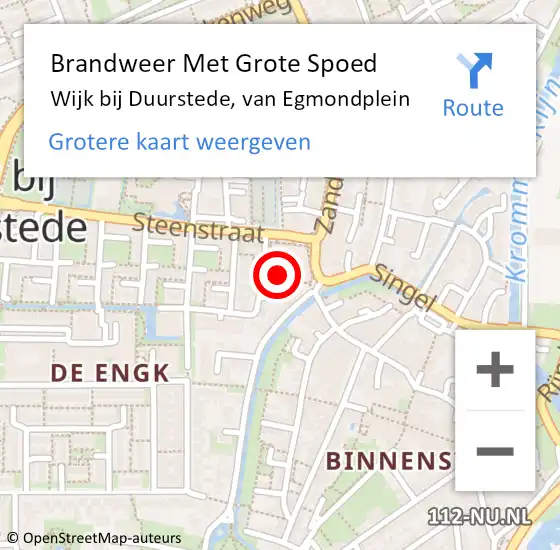 Locatie op kaart van de 112 melding: Brandweer Met Grote Spoed Naar Wijk bij Duurstede, van Egmondplein op 1 januari 2023 00:58