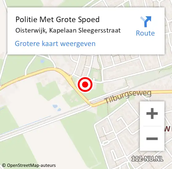 Locatie op kaart van de 112 melding: Politie Met Grote Spoed Naar Oisterwijk, Kapelaan Sleegersstraat op 1 januari 2023 01:00