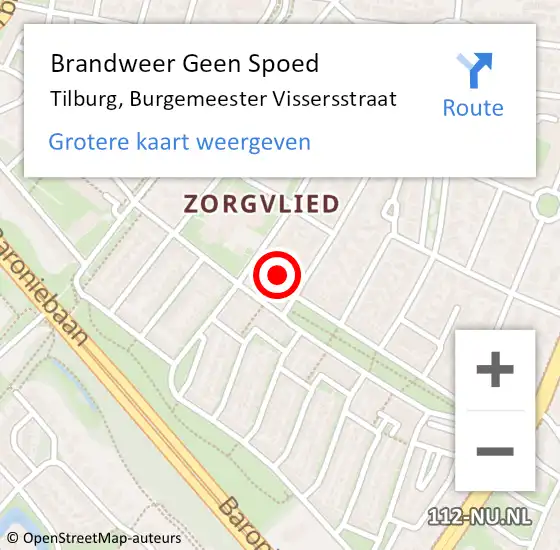 Locatie op kaart van de 112 melding: Brandweer Geen Spoed Naar Tilburg, Burgemeester Vissersstraat op 1 januari 2023 01:00