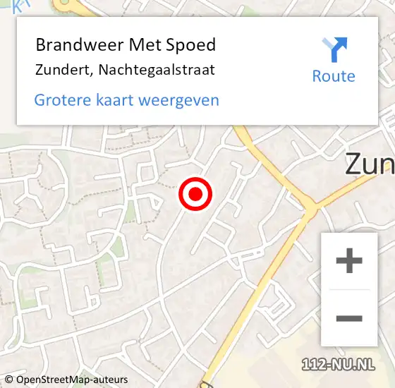 Locatie op kaart van de 112 melding: Brandweer Met Spoed Naar Zundert, Nachtegaalstraat op 1 januari 2023 01:01