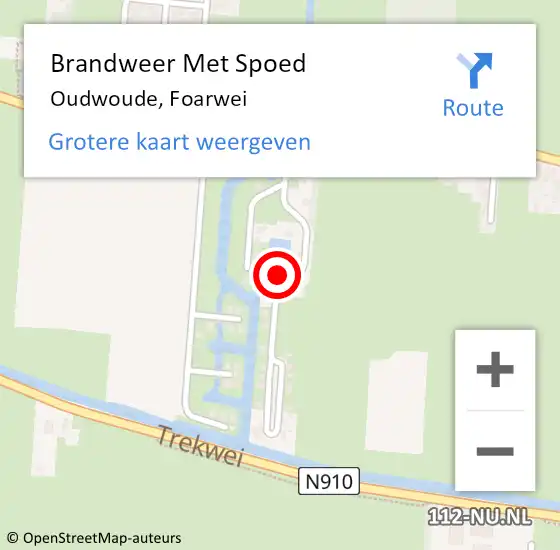 Locatie op kaart van de 112 melding: Brandweer Met Spoed Naar Oudwoude, Foarwei op 1 januari 2023 01:01