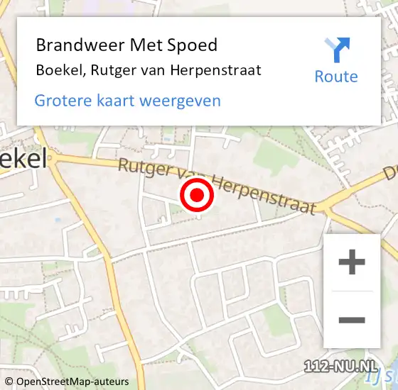 Locatie op kaart van de 112 melding: Brandweer Met Spoed Naar Boekel, Rutger van Herpenstraat op 1 januari 2023 01:02