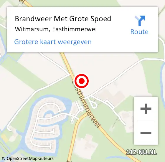 Locatie op kaart van de 112 melding: Brandweer Met Grote Spoed Naar Witmarsum, Easthimmerwei op 1 januari 2023 01:05