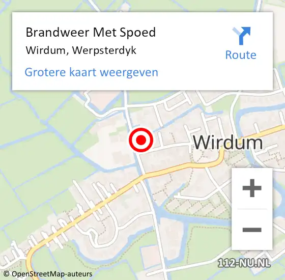 Locatie op kaart van de 112 melding: Brandweer Met Spoed Naar Wirdum, Werpsterdyk op 1 januari 2023 01:09