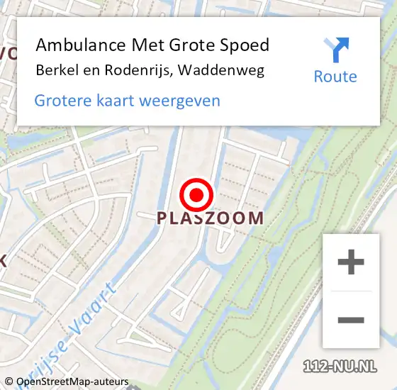 Locatie op kaart van de 112 melding: Ambulance Met Grote Spoed Naar Berkel en Rodenrijs, Waddenweg op 1 januari 2023 01:09