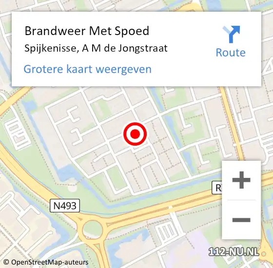 Locatie op kaart van de 112 melding: Brandweer Met Spoed Naar Spijkenisse, A M de Jongstraat op 1 januari 2023 01:11